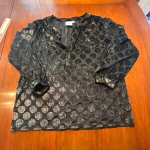 Finley, Size S, Black sheer with shiny circles